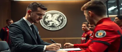 Clement Bischoff, wearing a plain red N.E.C