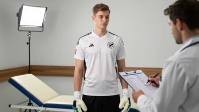 A 24-year-old male goalkeeper in a N.E.C